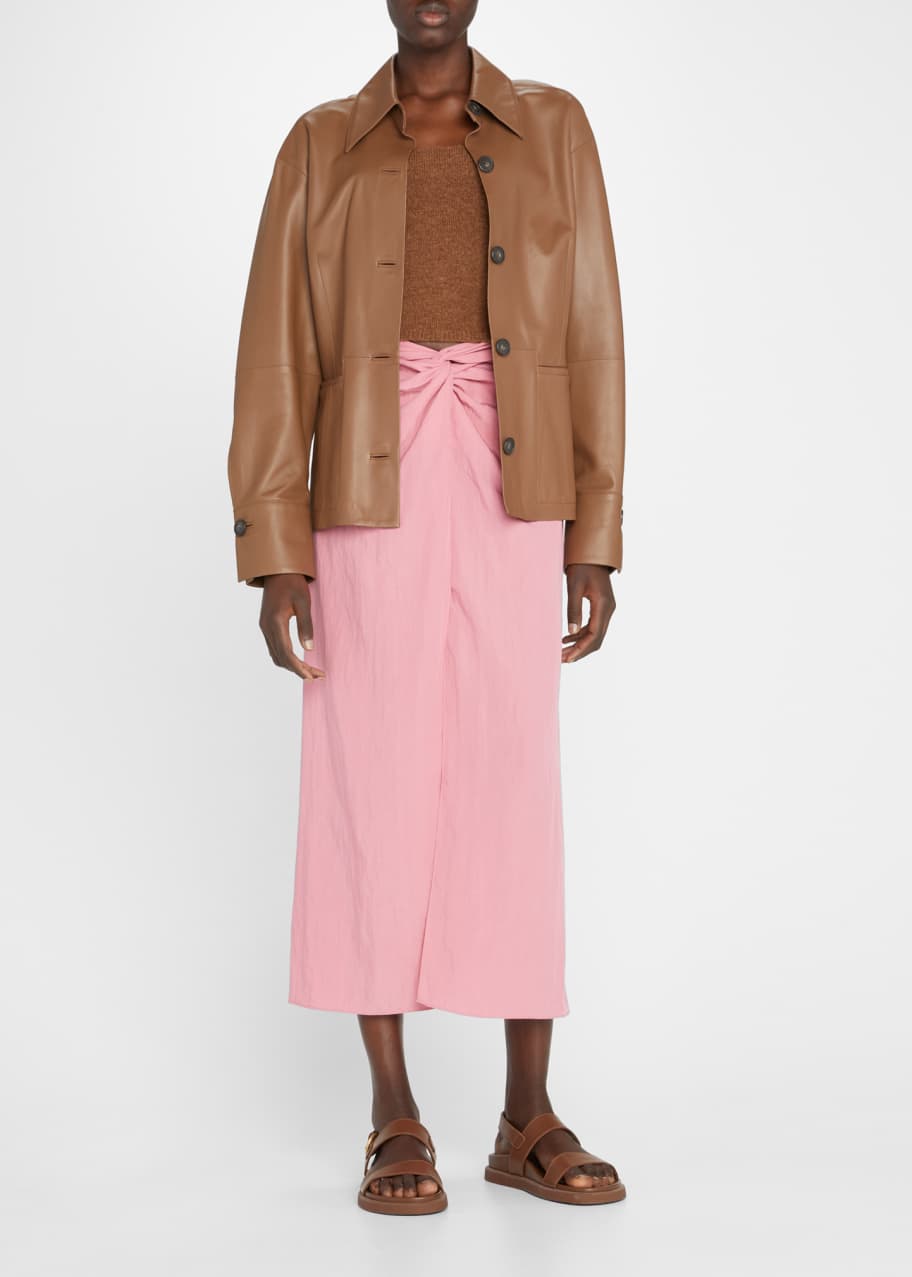 Vince Sculpted Leather Shirt Jacket - Bergdorf Goodman
