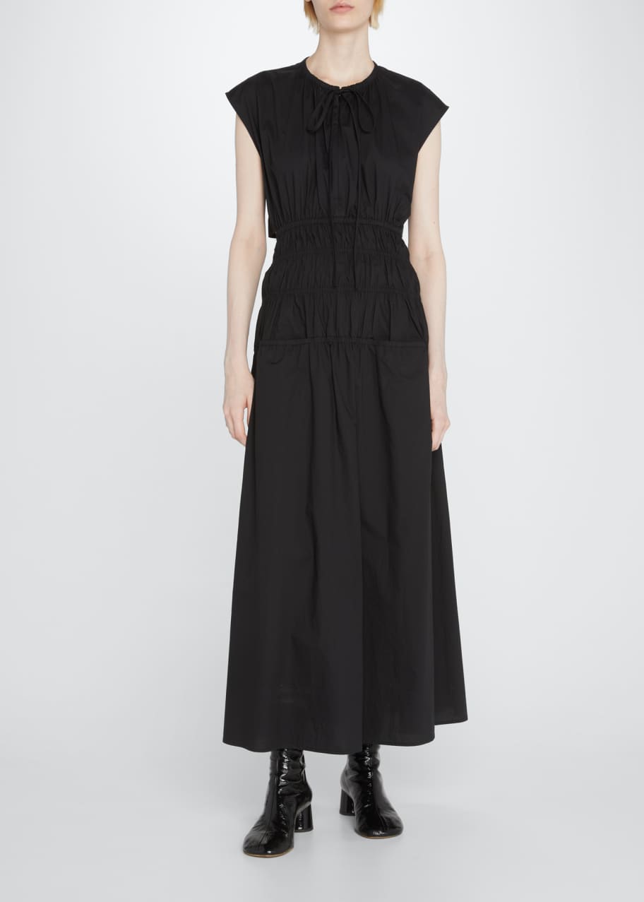 knee length dresses for ladies Ruched Drawstring Midi Dress main image 1