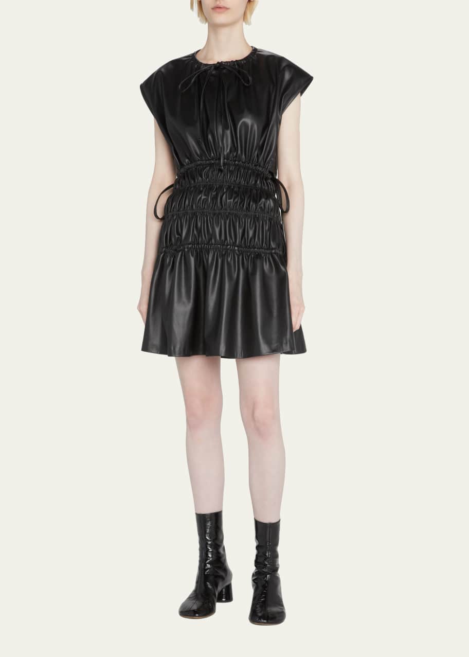 Proenza Schouler White Label Faux Leather Ruched Drawstring Mini Dress -  Bergdorf Goodman