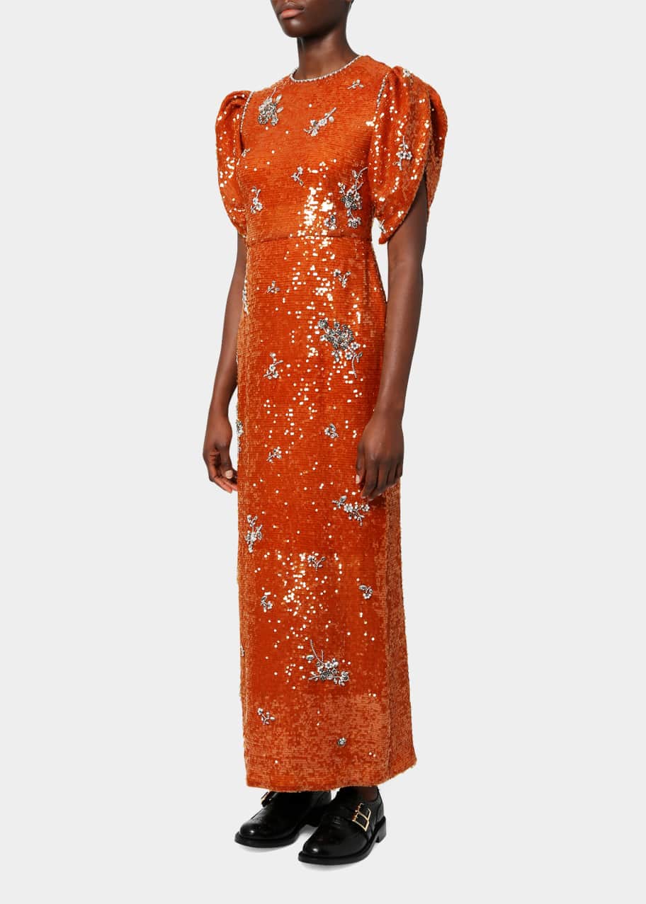 erdem orange dress Abelia organza cloque midi dress in orange - Erdem