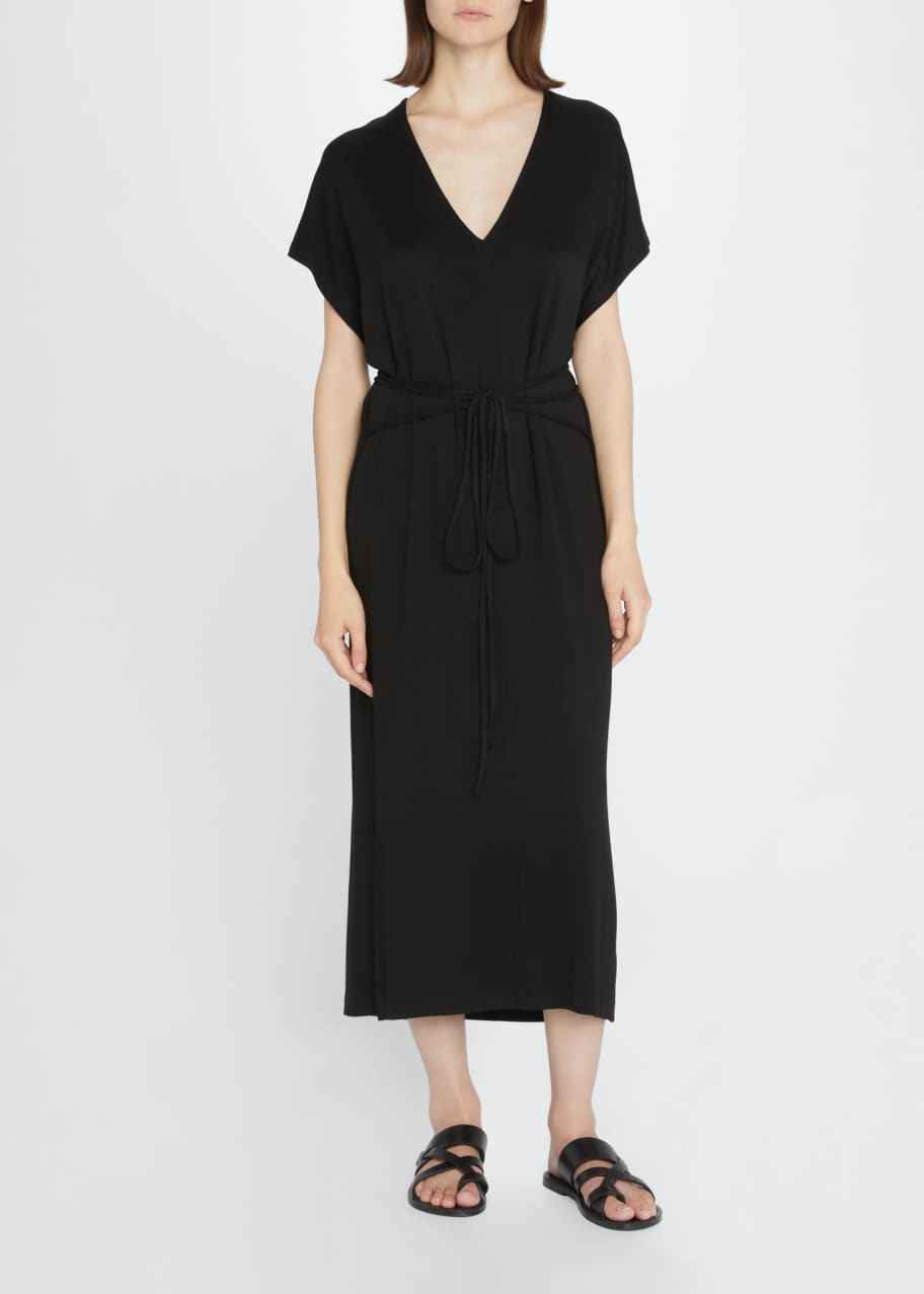 Vince Double V-Neck Belted Midi Dress - Bergdorf Goodman
