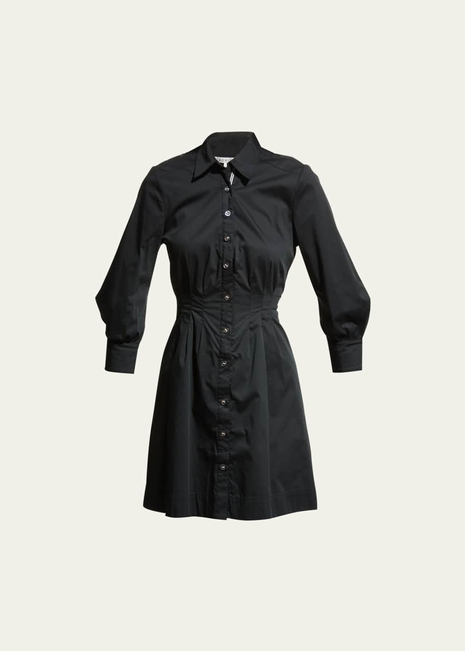 Image 1 of 1: Polina Button-Front Pleated Shirt Dress