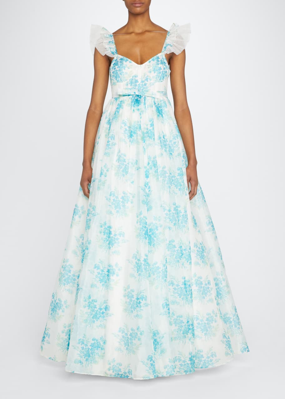 LoveShackFancy Macron Floral Bow Tulle Gown - Bergdorf Goodman