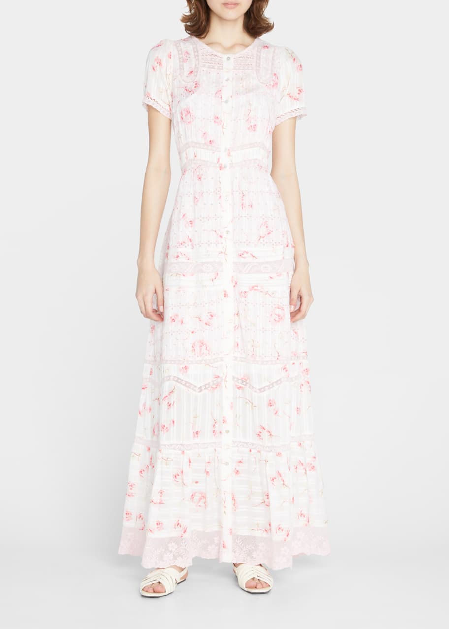 loveshackfancy estate tiered embroidered dress Valmy Embroidered Tulle Maxi Dress IVORY / 2