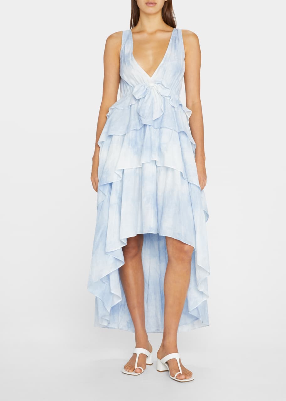 LoveShackFancy Risley Tiered-Ruffle High-Low Maxi Dress - Bergdorf Goodman