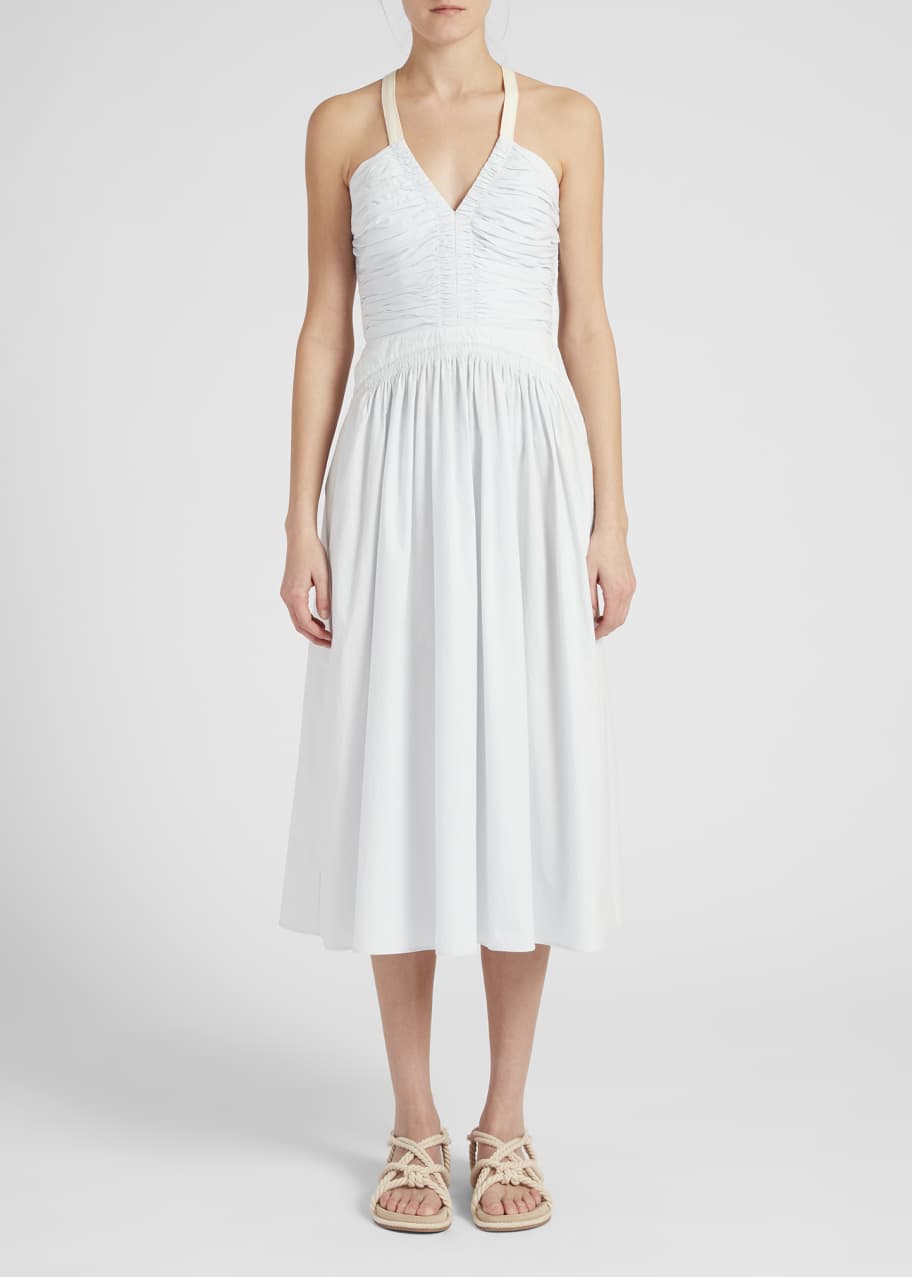 ulla johnson white midi dress Ulla Johnson- Sylvaine Flutter Sleeve Midi Dress- Cowrie