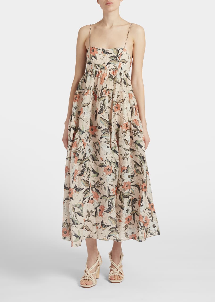 Ulla Johnson Astrid Floral Empire Waist Midi Dress - Bergdorf Goodman