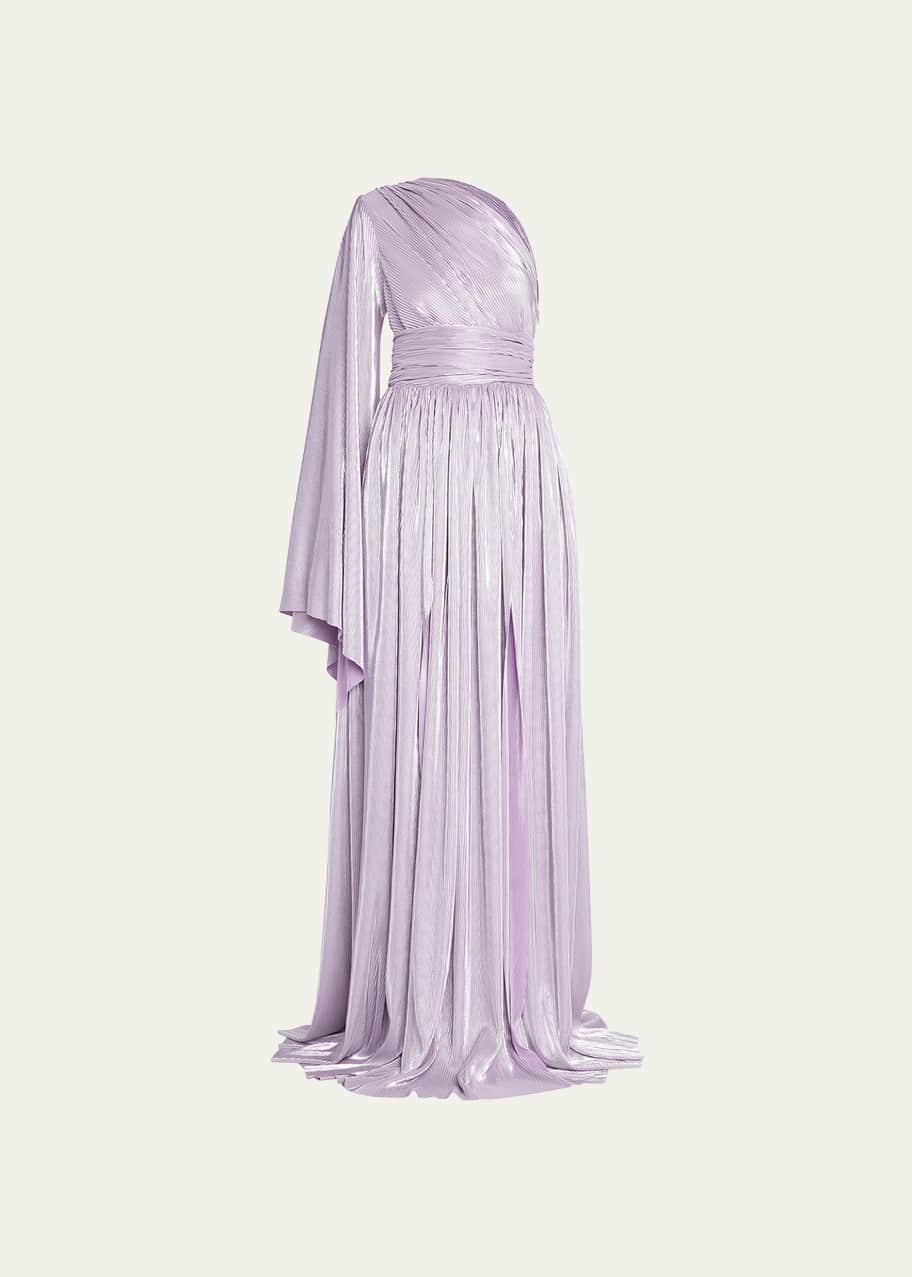strapless open back dress Shona Joy - La Lune Asymmetrical Draped Maxi Dress - Blossom