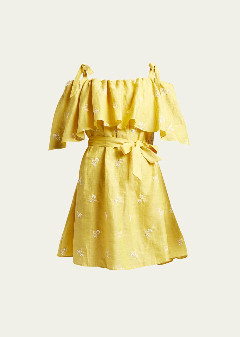 Erdem Lyra Floral-Embroidered Cold-Shoulder Mini Dress - Bergdorf Goodman