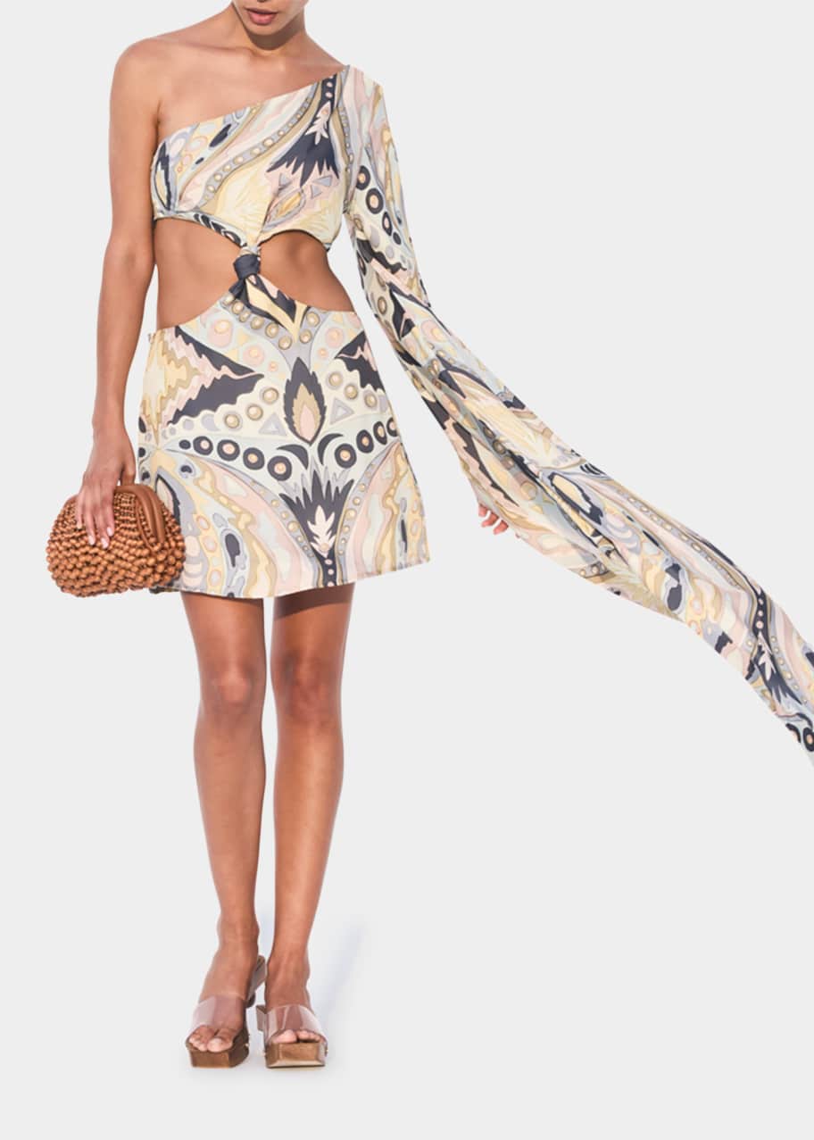 Cult Gaia Lucy Asymmetric Cutout Printed Mini Dress - Bergdorf Goodman