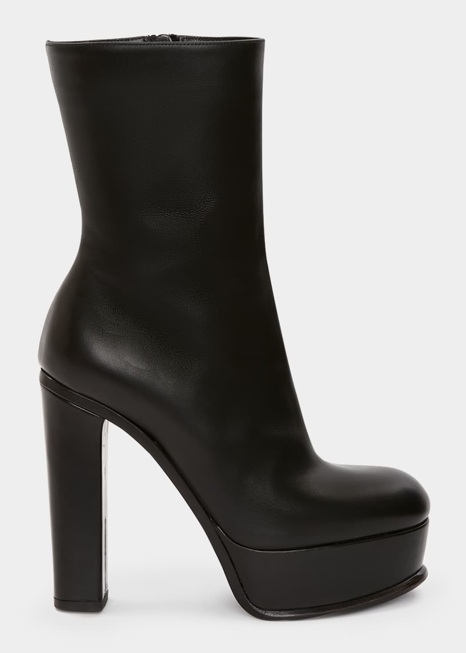 Alexander McQueen Lux Calfskin Platform Ankle Booties - Bergdorf Goodman