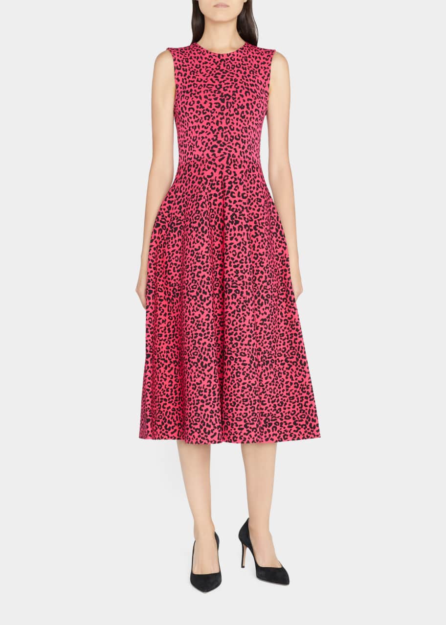 Adam Lippes Leopard Jacquard Fit-&-Flare Midi Dress - Bergdorf Goodman