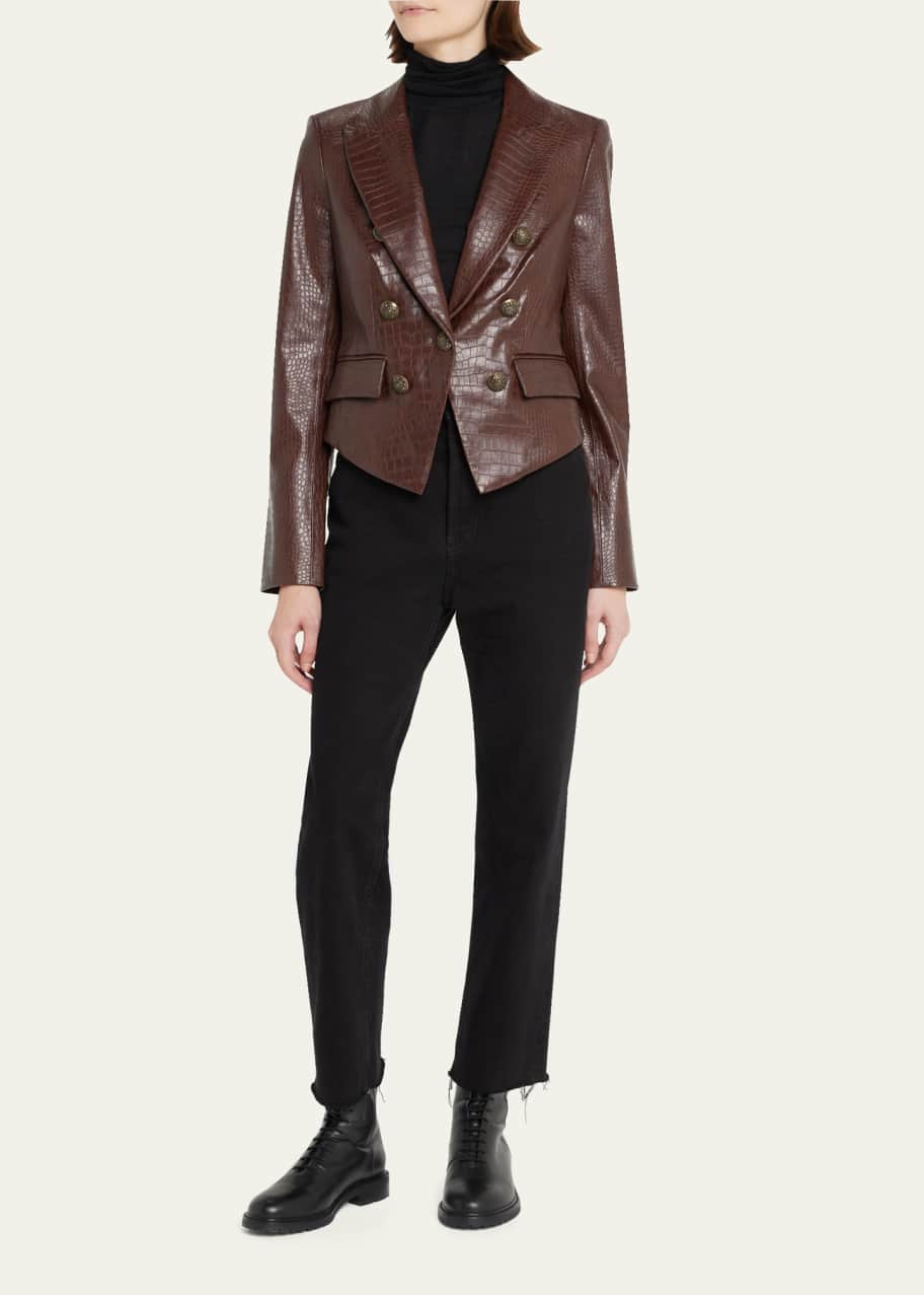 Veronica Beard Cooke Faux Crocodile Dickey Jacket Bergdorf Goodman