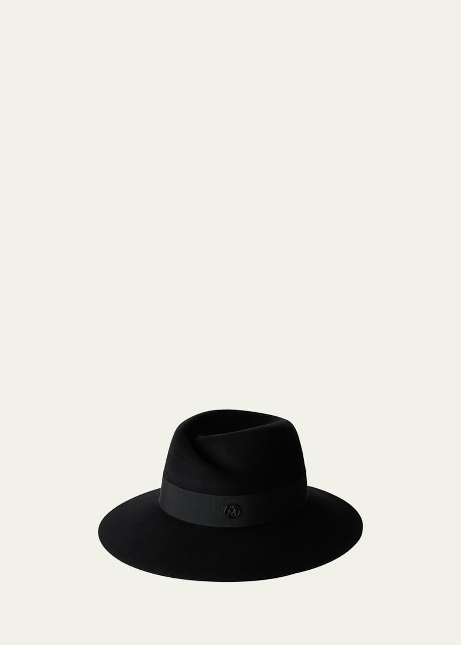 Maison Michel黒ウール・フェルトハット Maison Michel Virginie Water-Resistant Wool Felt Fedora Hat
