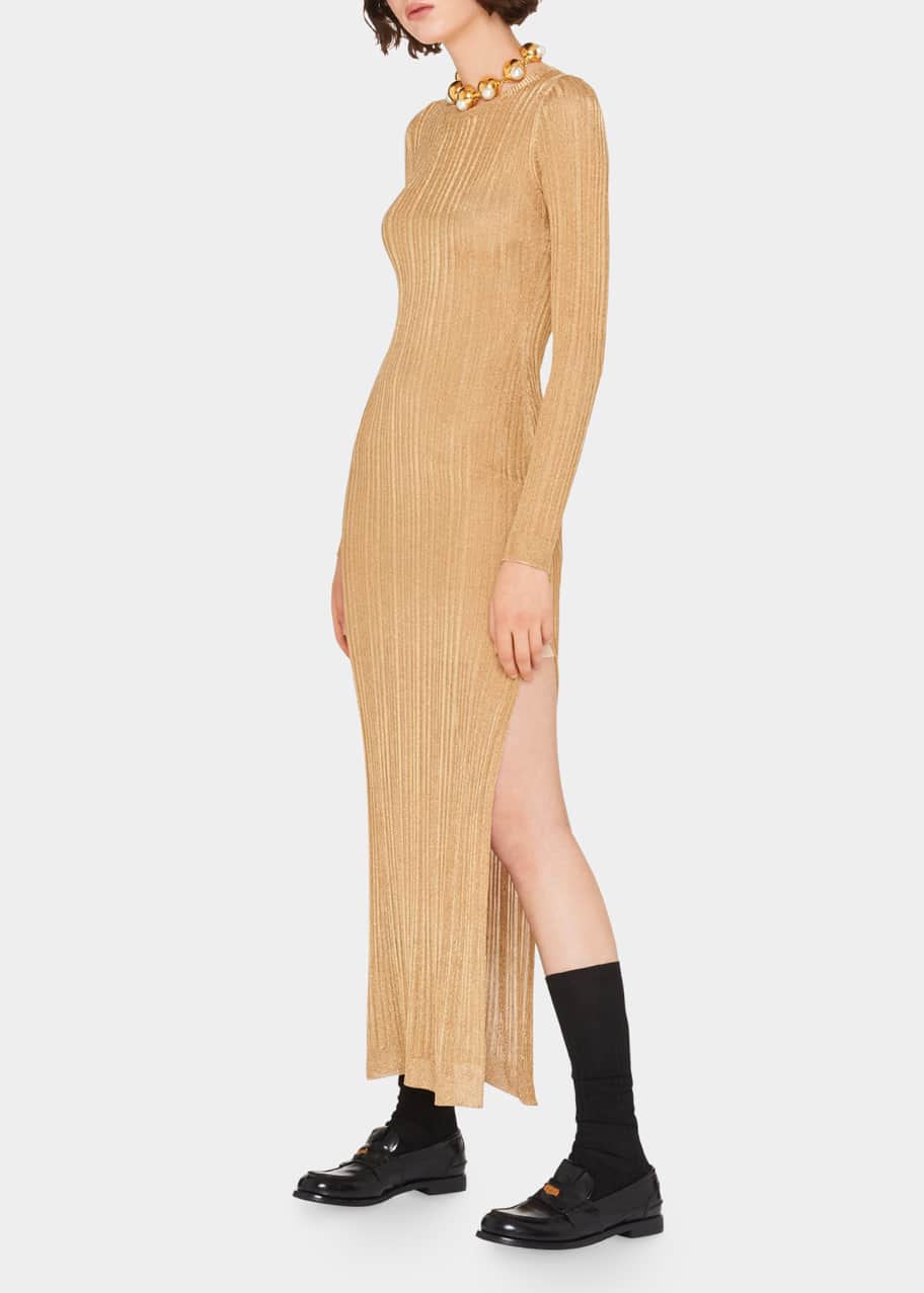 Miu Miu Metallic Column Maxi Dress - Bergdorf Goodman
