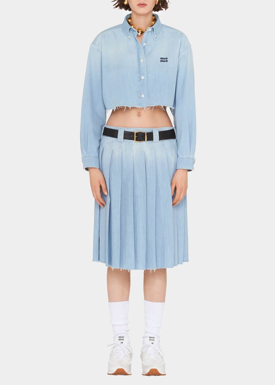 Miu miu deals pleated denim skirt