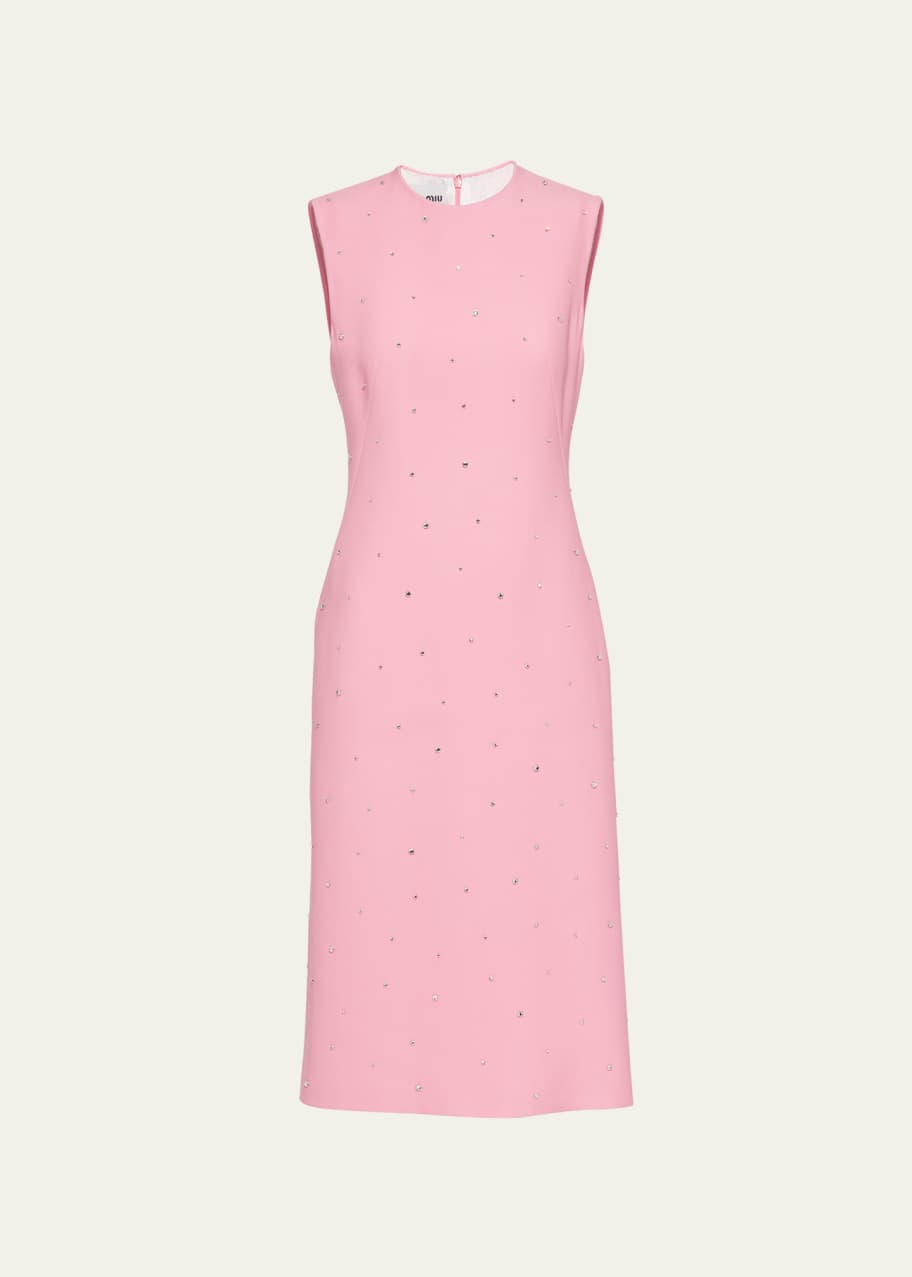 Miu Miu Embellished Cady Midi Dress - Bergdorf Goodman