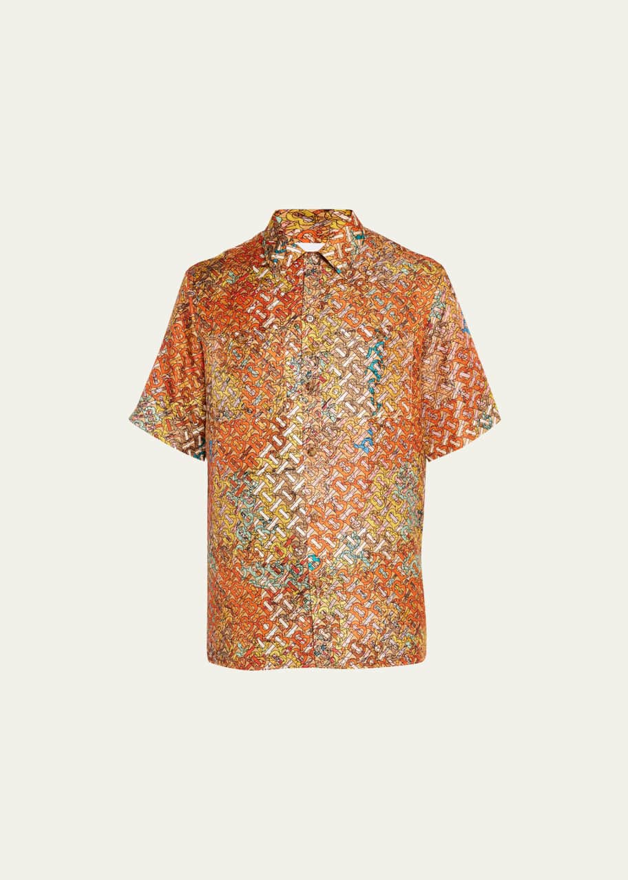 Burberry silk shirt mens clearance