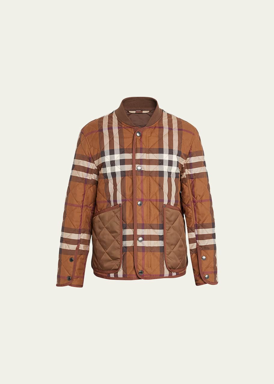 Burberry Men s York Quilted Vintage Check Coat Bergdorf Goodman