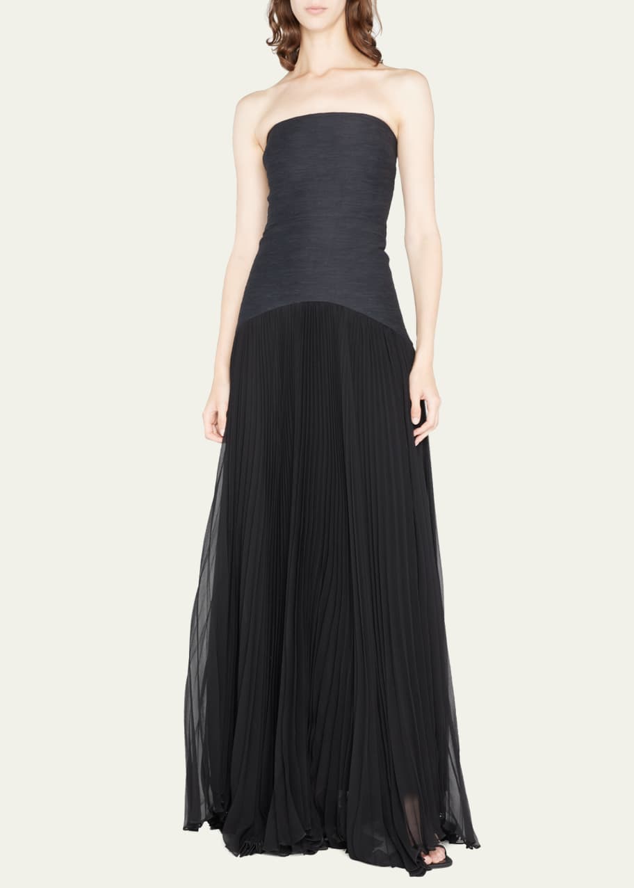 strapless open back dress Petal and Pup Women's Naira Pleated Maxi Dress
