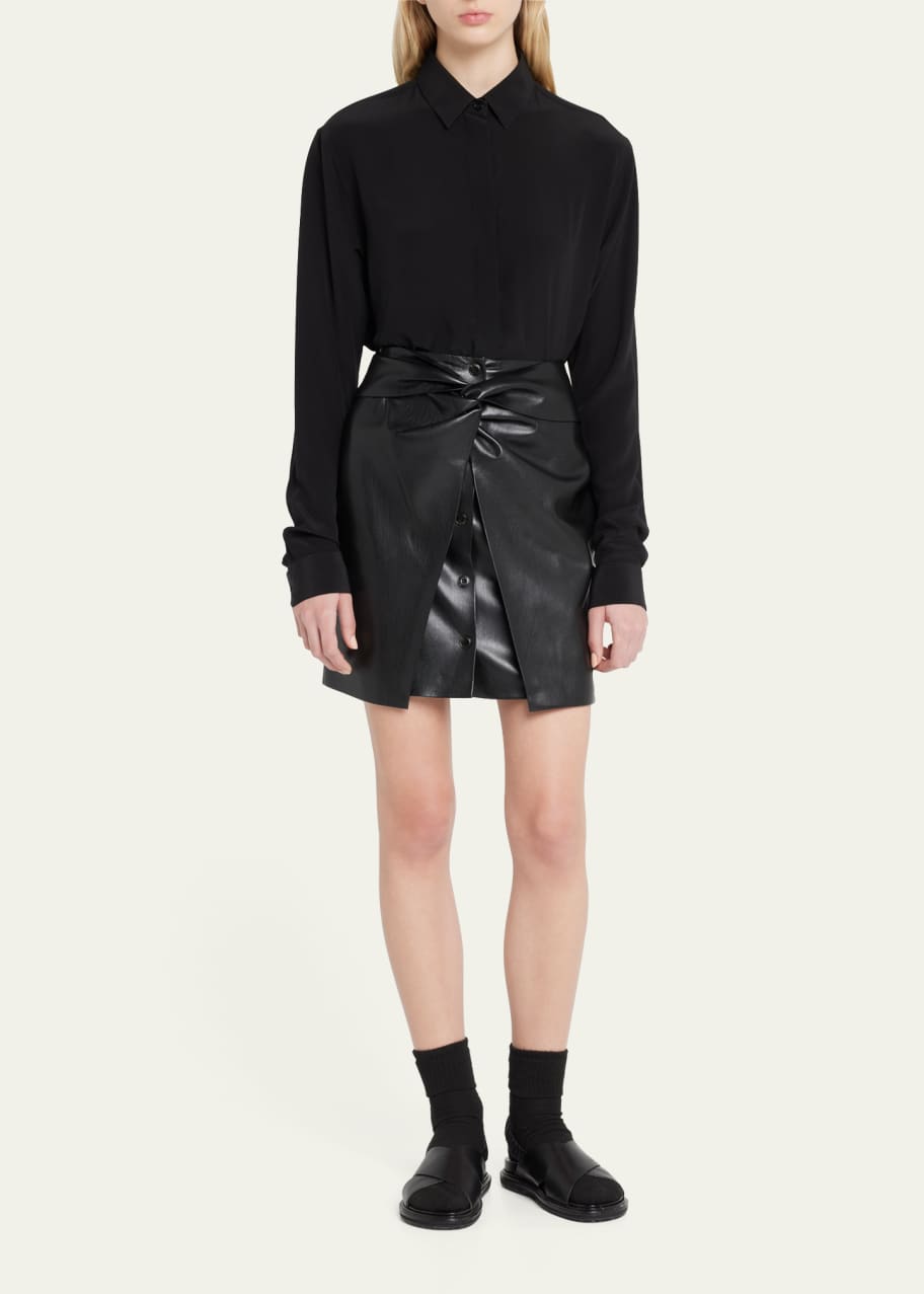 Nanushka Danija Button-Front Mini Skirt with Front Twist - Bergdorf Goodman