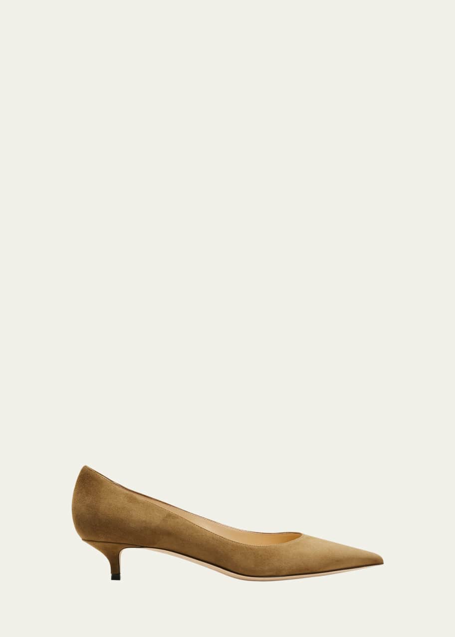 Suede kitten heel pumps hot sale