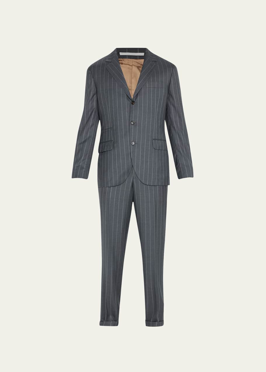 Image 1 of 1: Men's Wool Stripe Two-Piece Suit