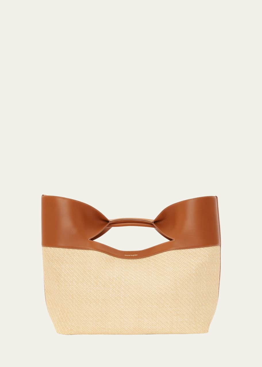 The Bow Large Natural Basket Top Handle Bag