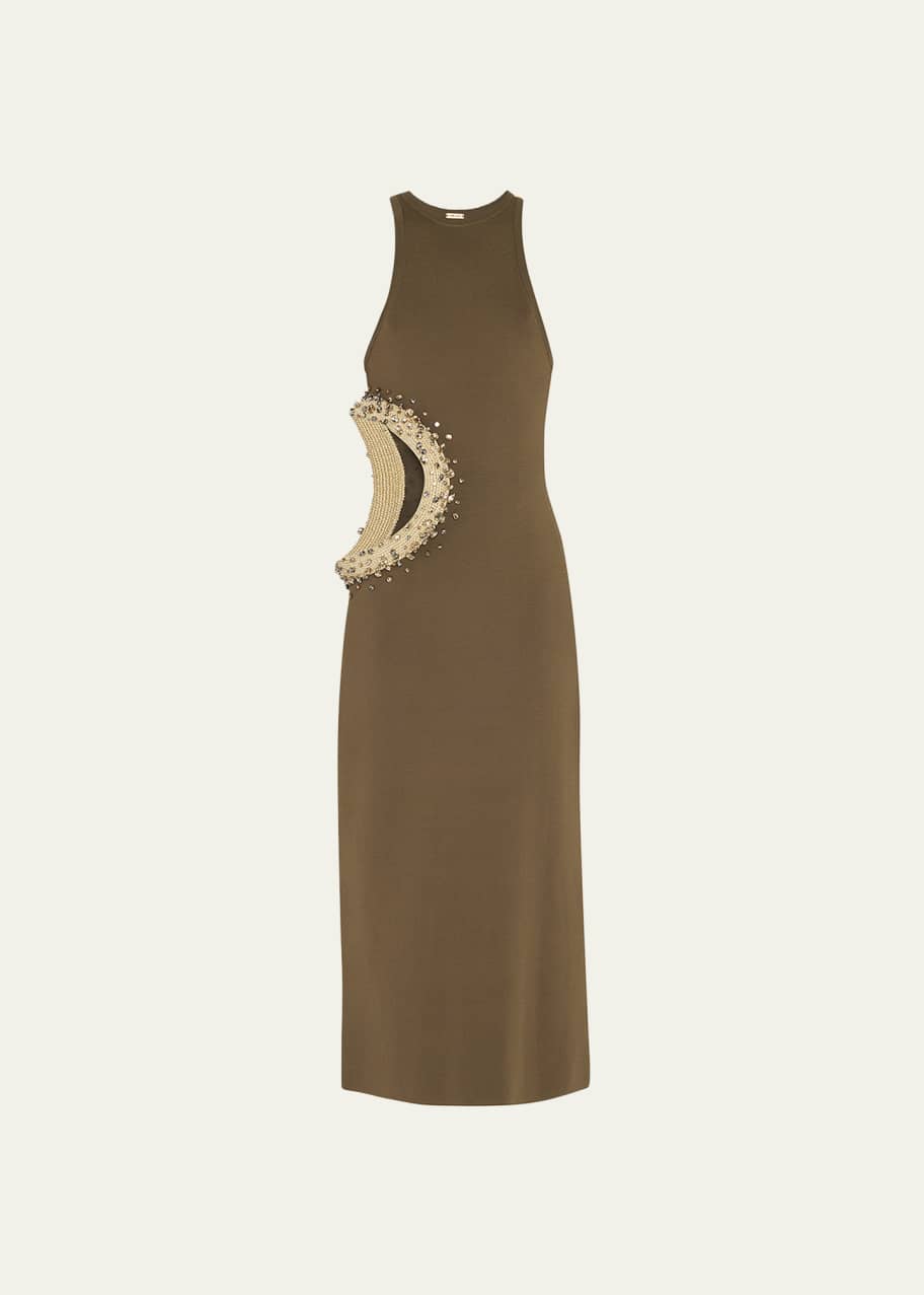 Cult Gaia Katina Rhinestone Cutout Midi Knit Dress - Bergdorf Goodman