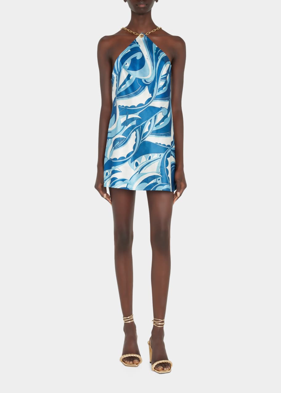 sachin and babi light blue dress Satin Halter Keyhole Mini Dress