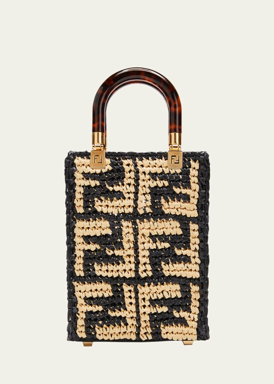 Fendi Sunshine Mini FF Raffia Shopper Tote Bag - Bergdorf Goodman