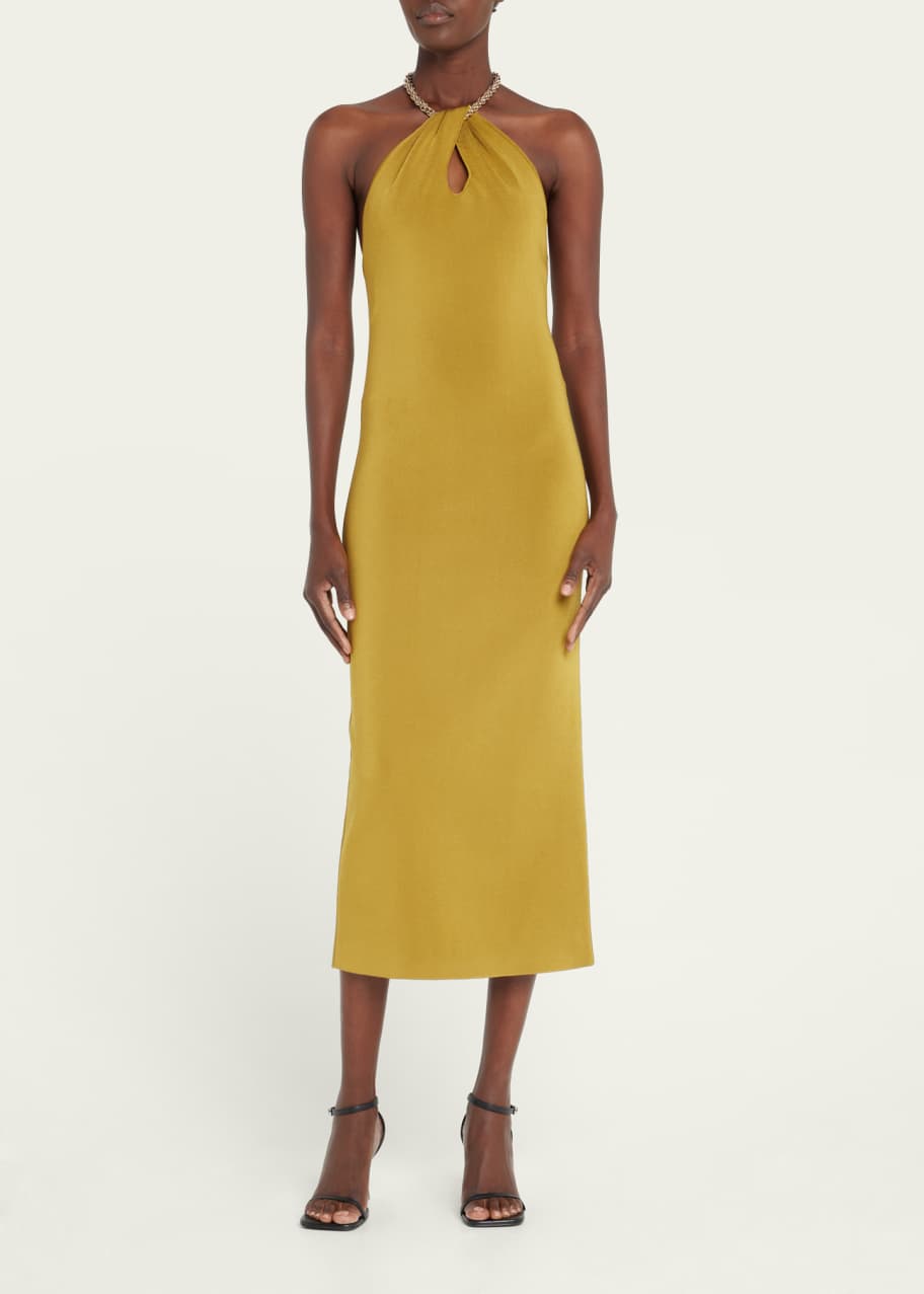 Galvan Cleopatra Chain Necklace Halter Midi Dress - Bergdorf Goodman