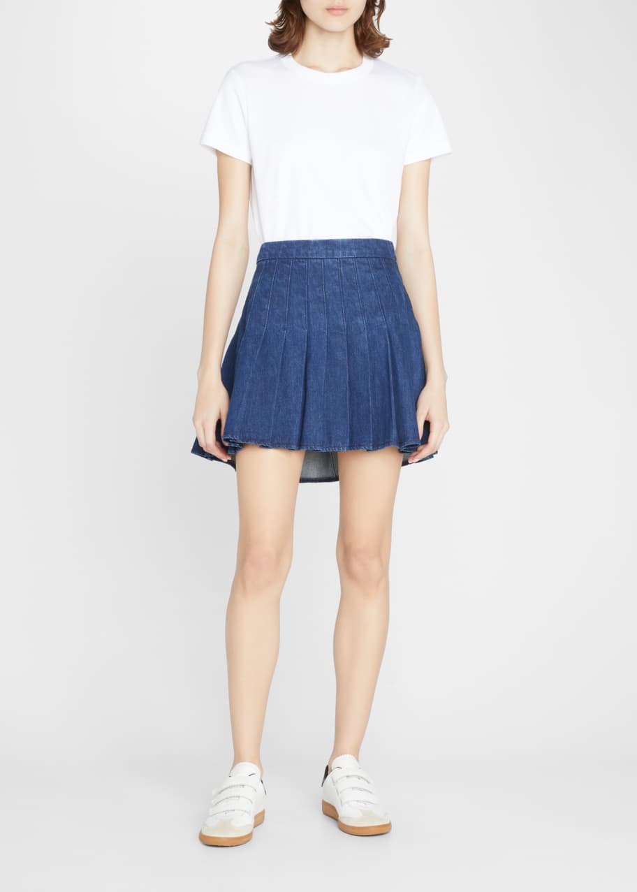Mini Denim Pleated Tennis Skirt