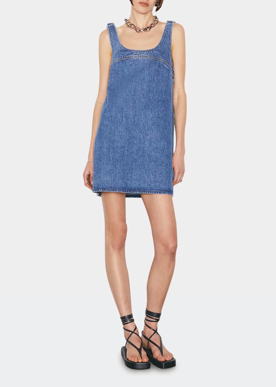 frame micro flare denim mini dress FRAME Micro Flare Denim Mini Dress