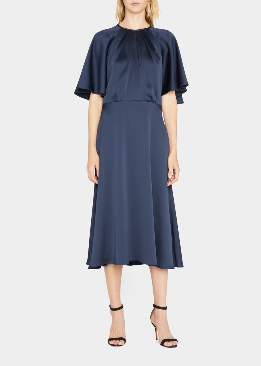 navy blue dress for baby girl As Is Charmeuse Flutter-Sleeve A-Line Dress main image 1