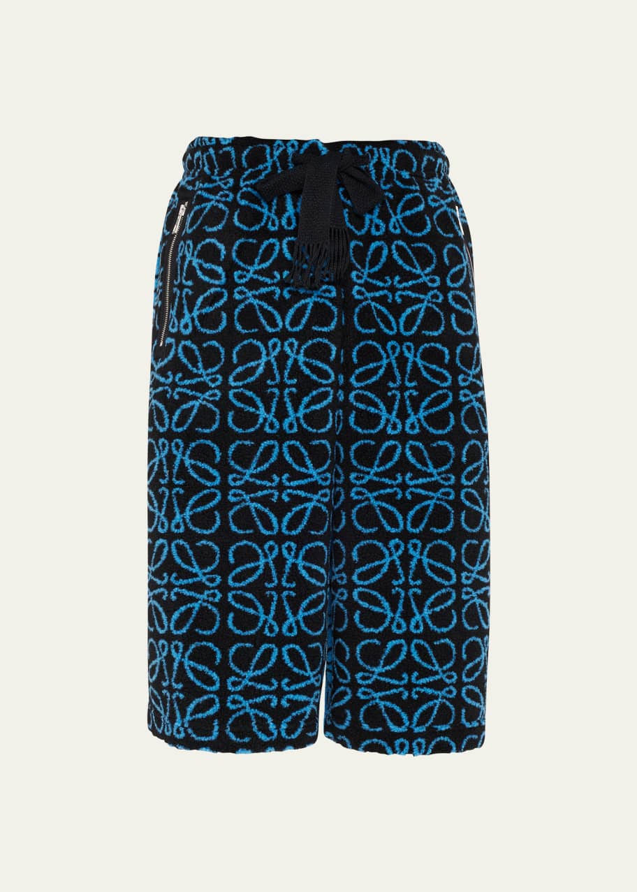 Loewe Men's Anagram Jacquard Fleece Shorts - Bergdorf Goodman
