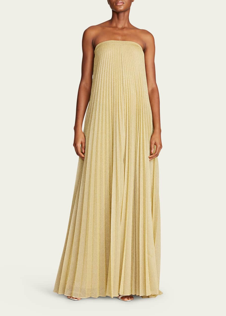 Halston Juliet Strapless Metallic Plisse Gown - Bergdorf Goodman