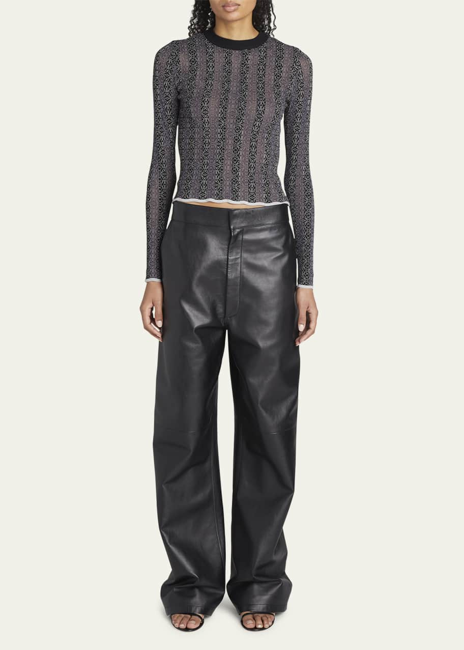 Leather Straight-Leg Trousers