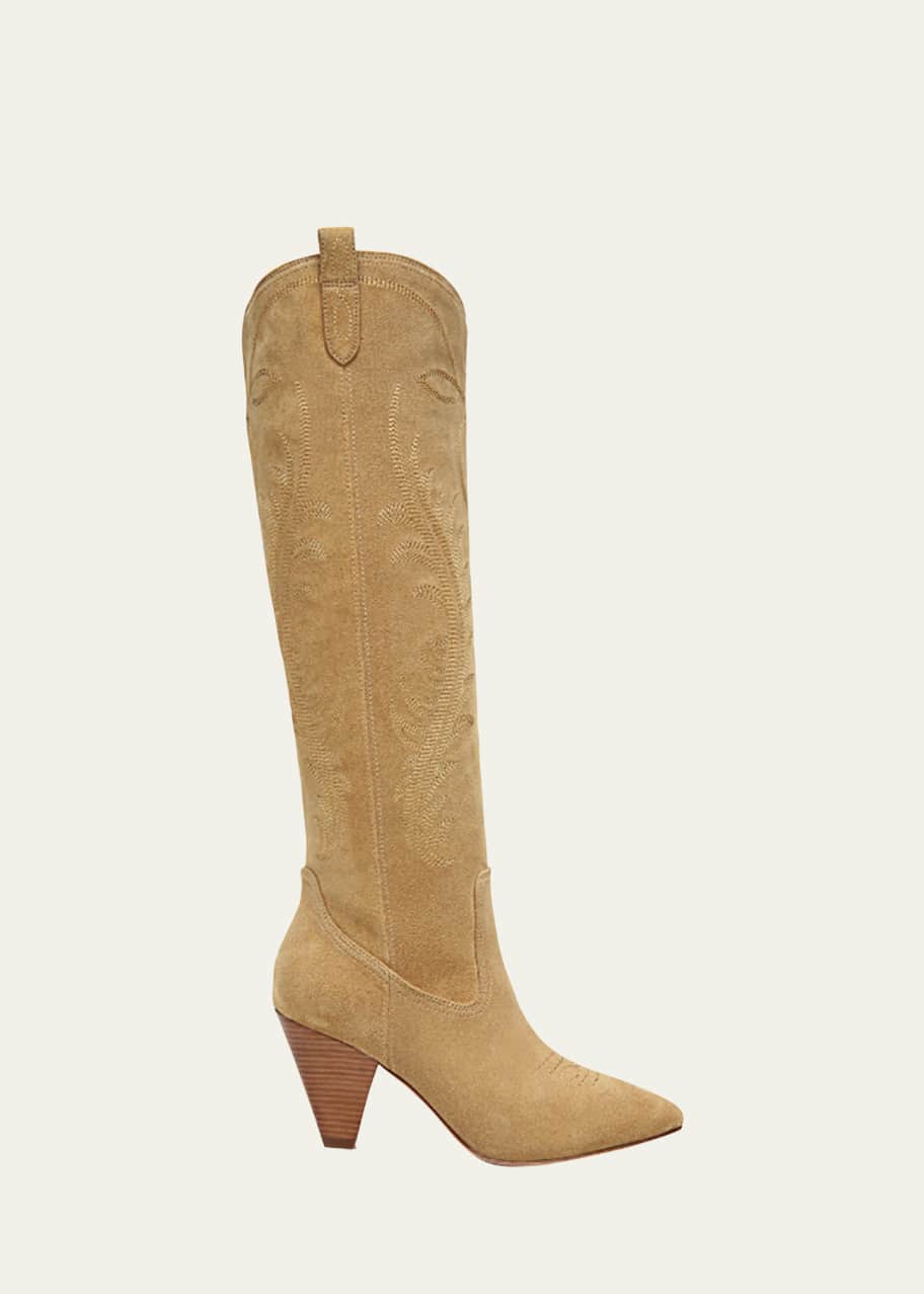 Veronica Beard Ballan Tall Suede Western Boots Bergdorf Goodman