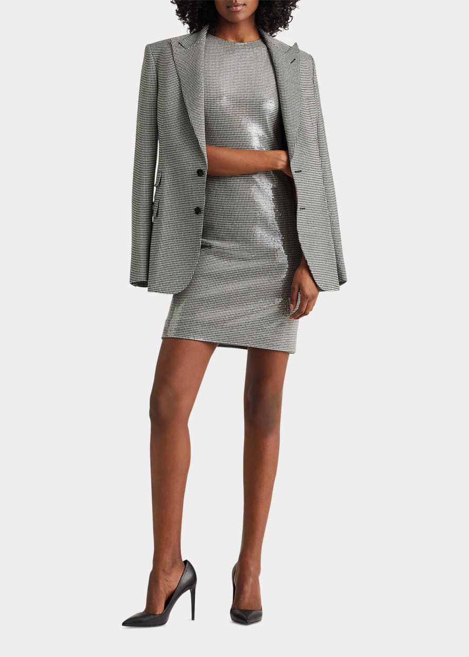 sequin houndstooth dress BLACK AND WHITE HOUNDSTOOTH SEQUIN OVERSIZED T-SHIRT DRESS