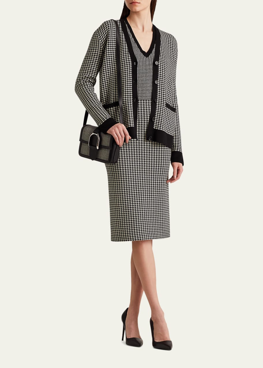 Ralph Lauren Collection Houndstooth Jacquard Wool Boyfriend Cardigan
