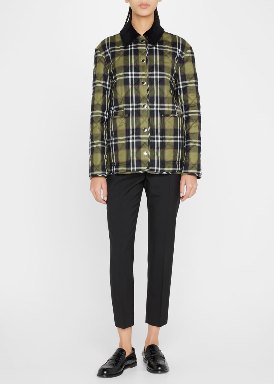 Burberry Dranefeld Check Quilted Wool Jacket Olive Bergdorf Goodman
