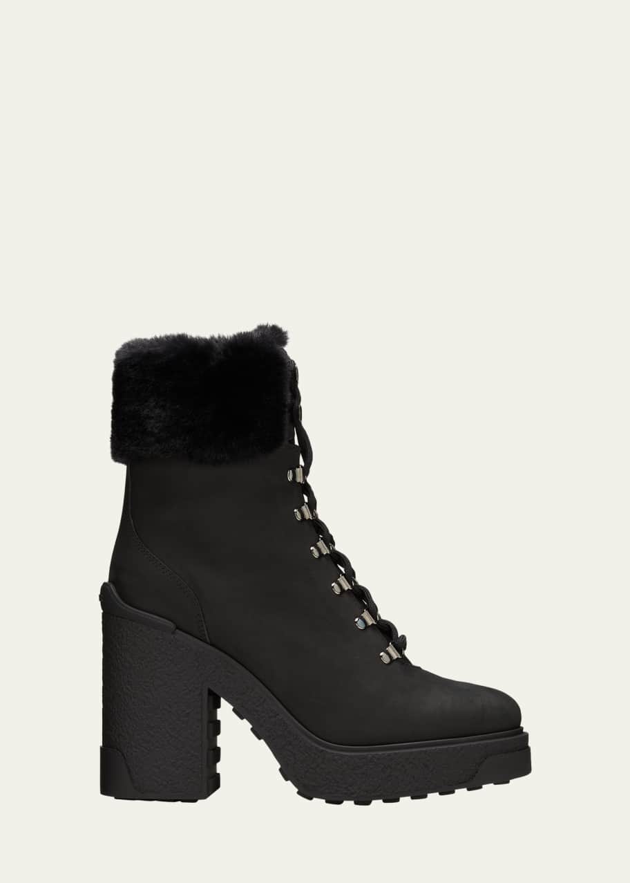 Moncler Claudia Suede Faux Fur Hiker Booties Bergdorf Goodman