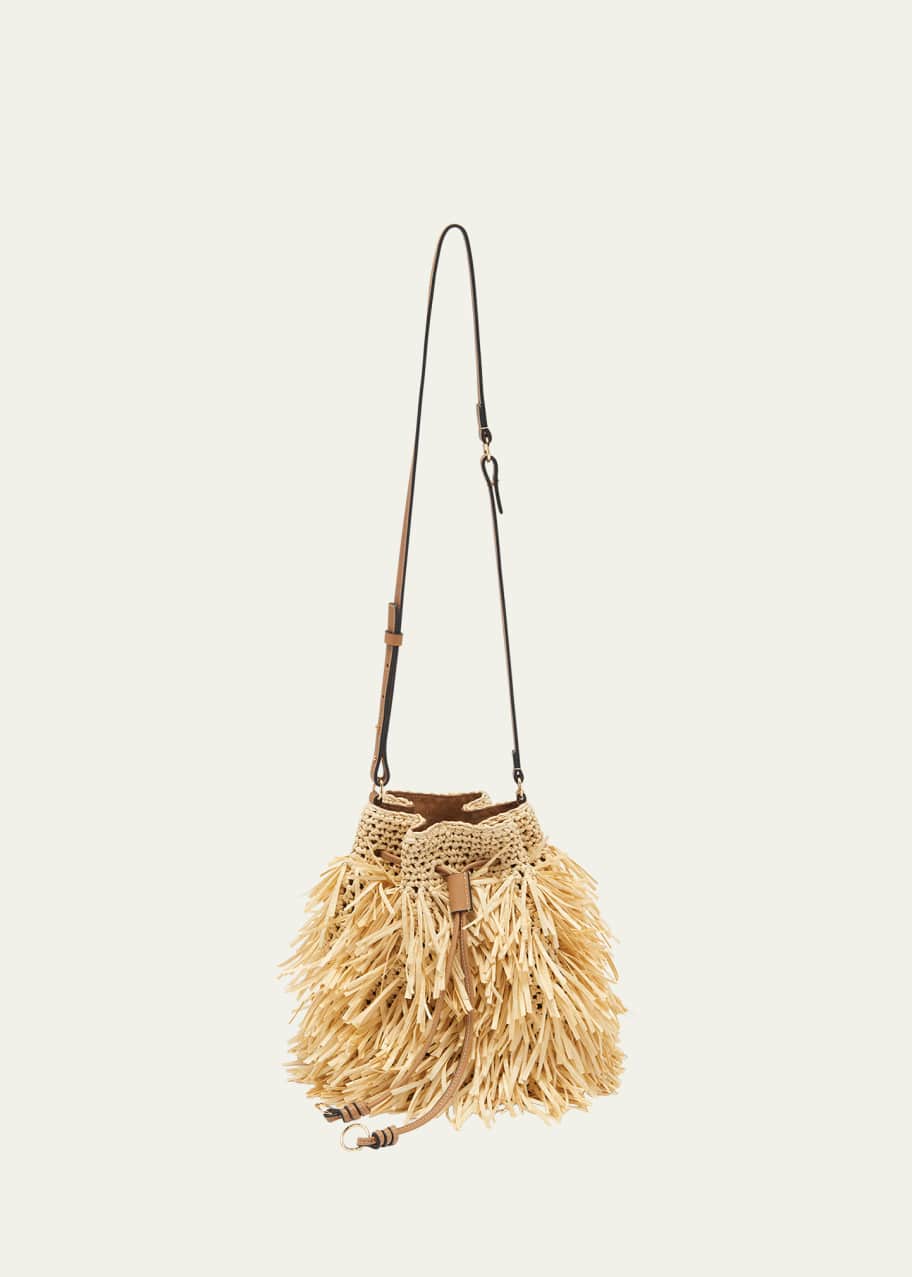 Image 1 of 1: Gigi Fringe Drawstring Bucket Bag