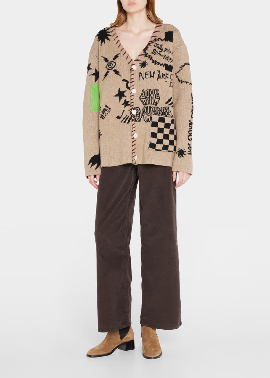 The Elder Statesman Well Charged Graphic Cashmere Cardigan
