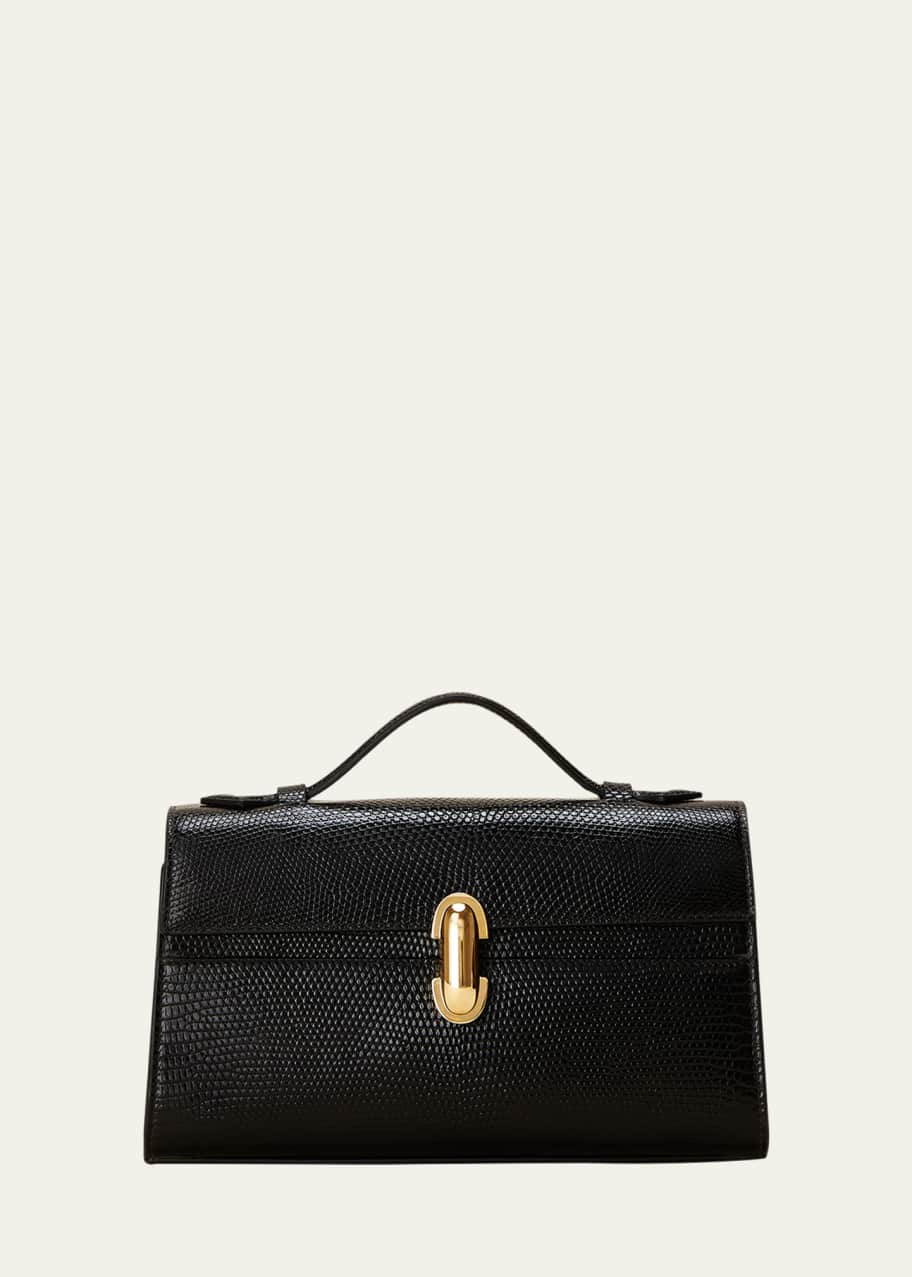 【SAVETTE /サヴェット】 symmetry イタリアンレザーハンドバッグ Savette The Symmetry Pouchette Lizzard Top-Handle Bag