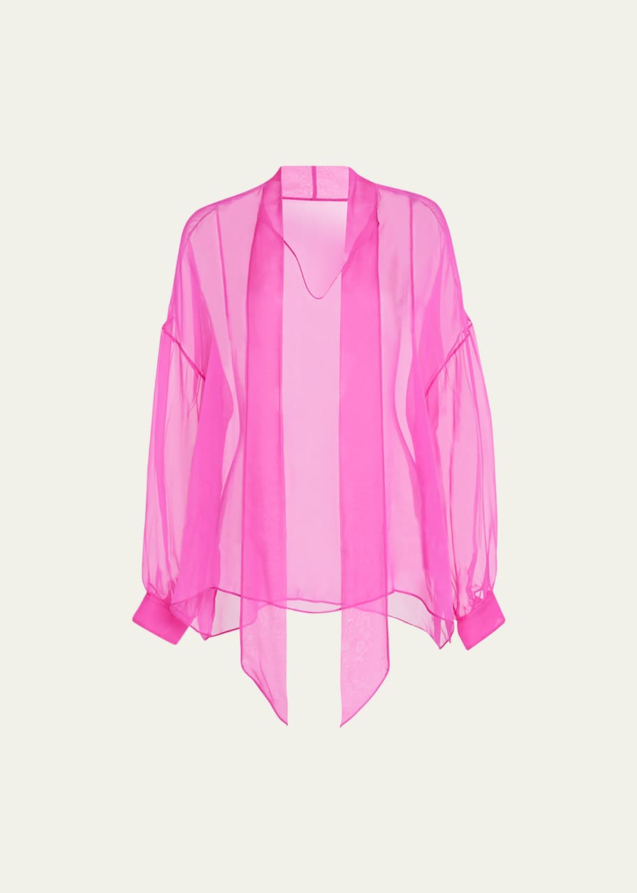 Pink sheer blouse hot sale