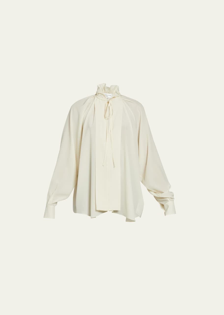 victoria beckham silk tie neck blouse