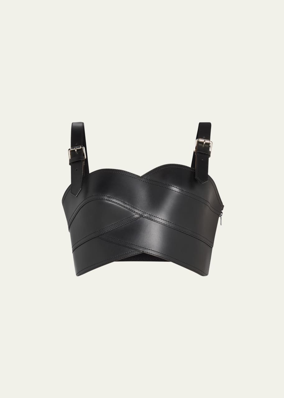 Monse Belted Bustier Leather Crop Top - Bergdorf Goodman