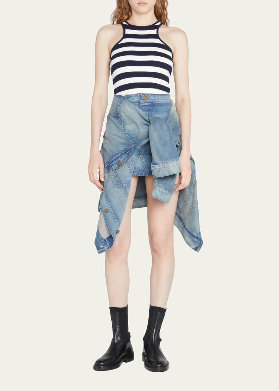 Denim faux wrap skirt shop